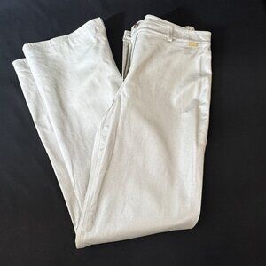 St. John Silver Leather Straight-Leg Pants Lined Size 12